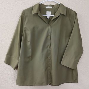 Chico's No-iron Top Olive Green 2P Petite